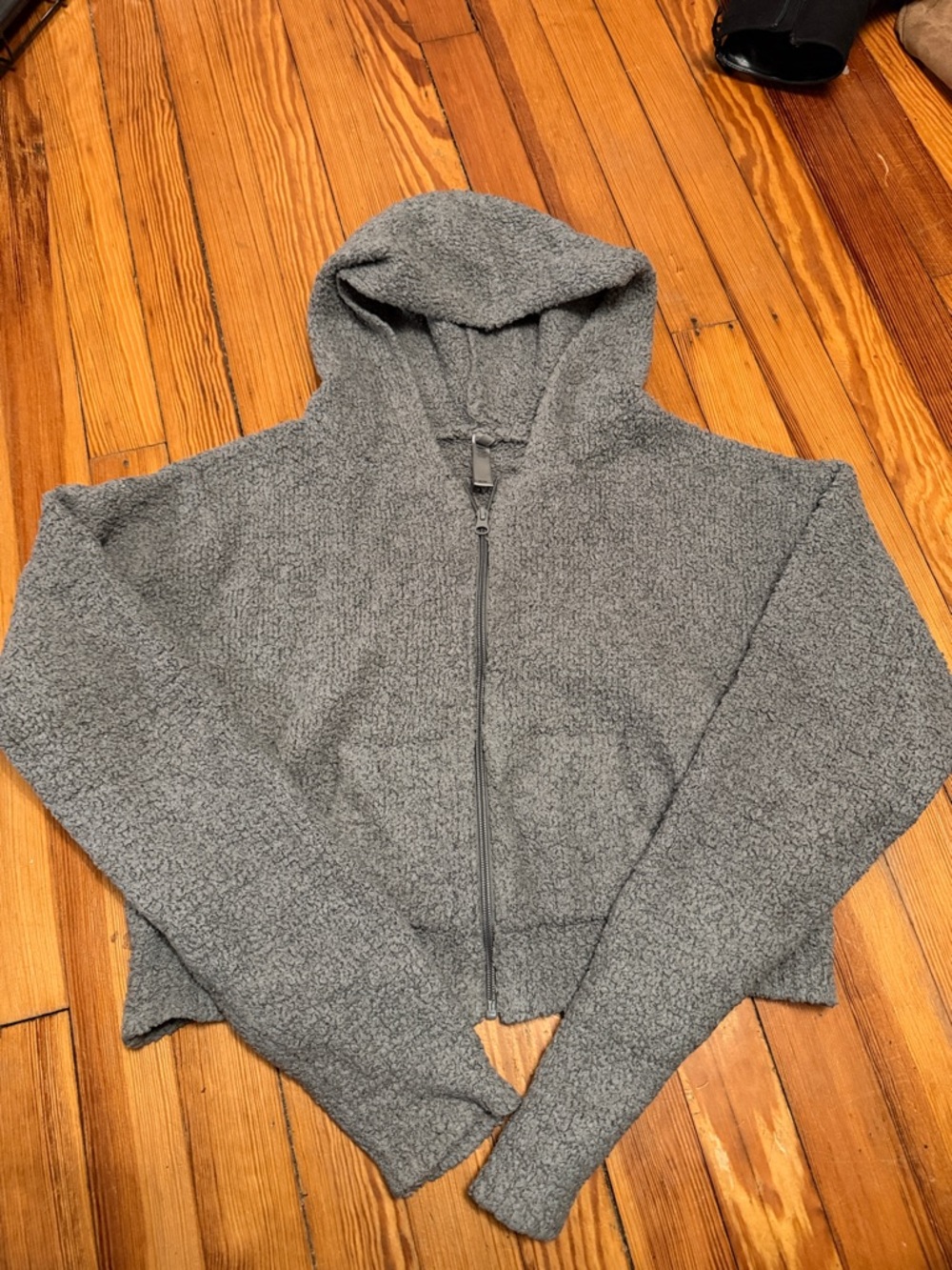 SKIMS Gray Cozy Zip-Up Hooded Sweatshirt